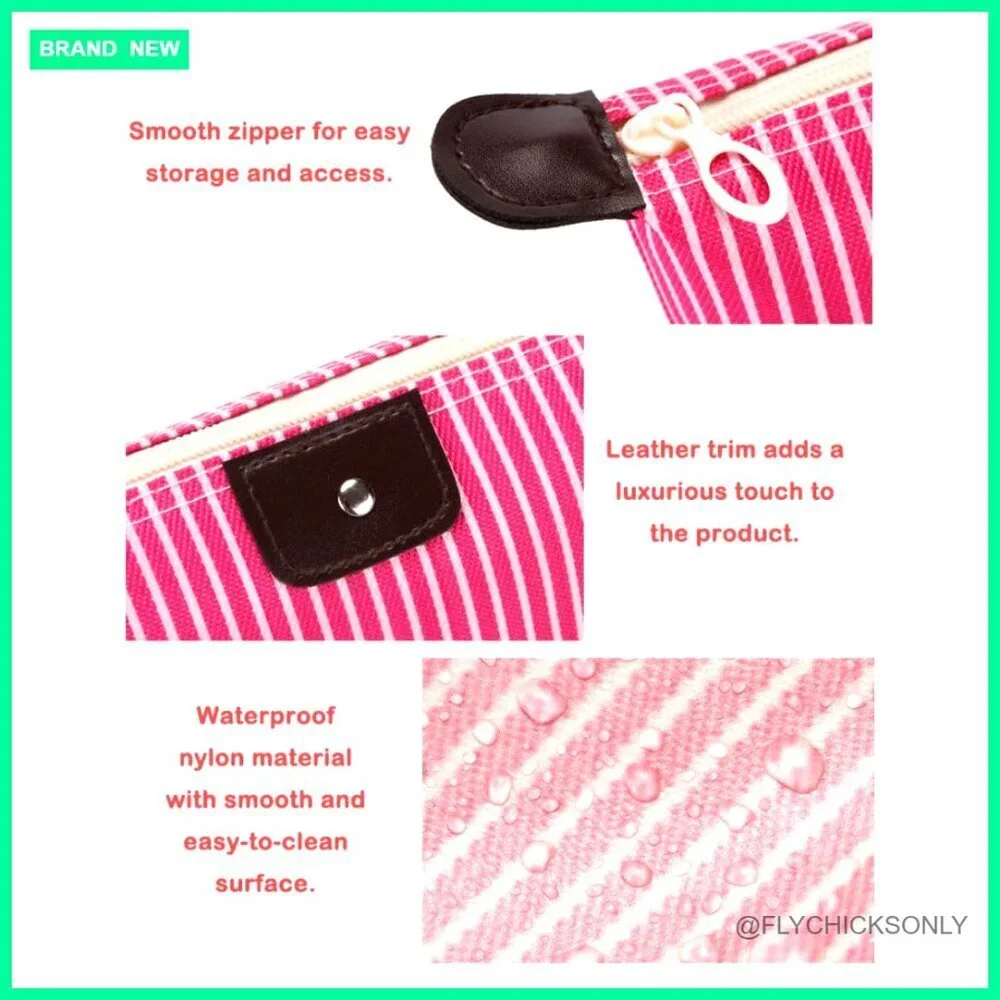 2 Pack Waterproof Nylon Cosmetic Bags, Foldable Travel Organizer, 10.2x6.3x2.3
